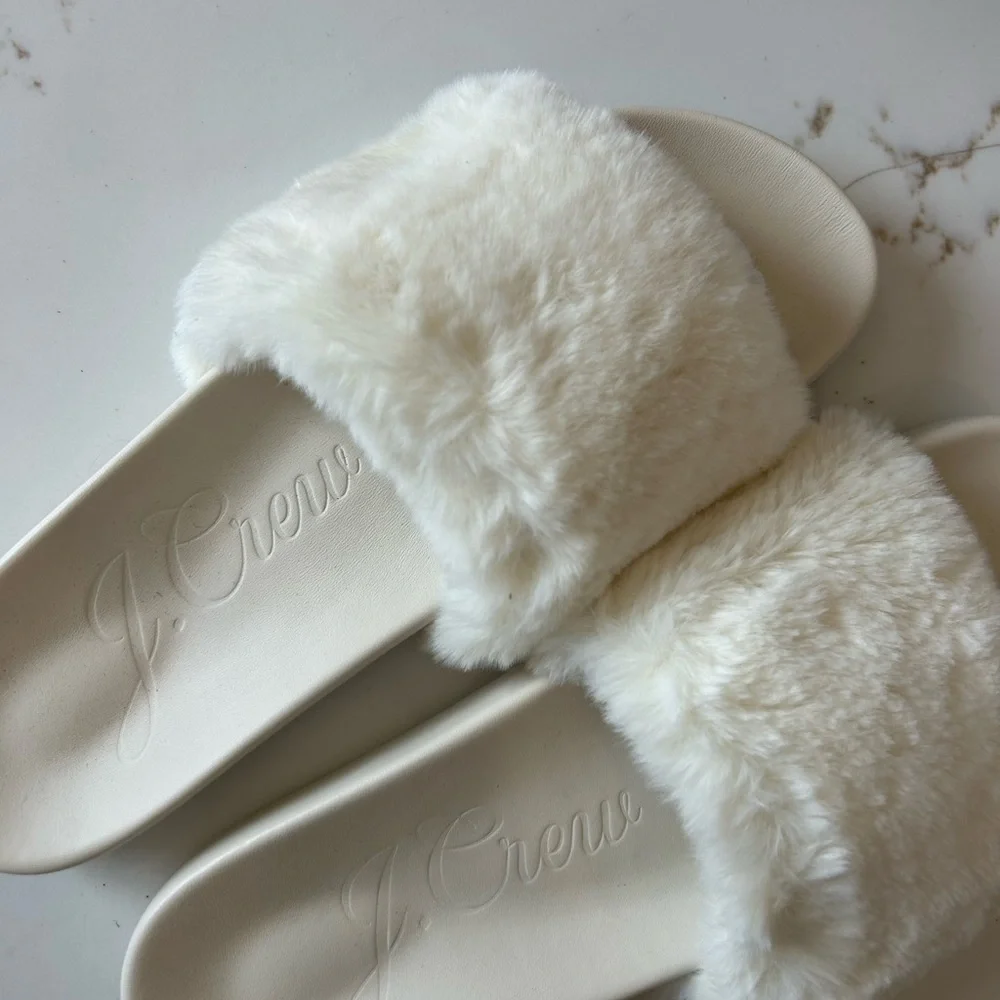 J. Crew Pacific fluffy-strap slides size 11 new in box